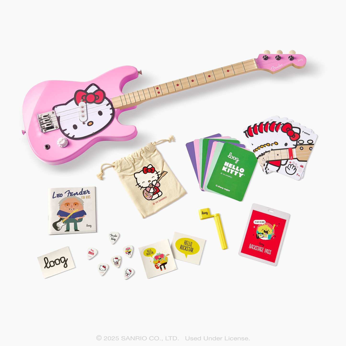 fender x loog hello kitty stratocaster